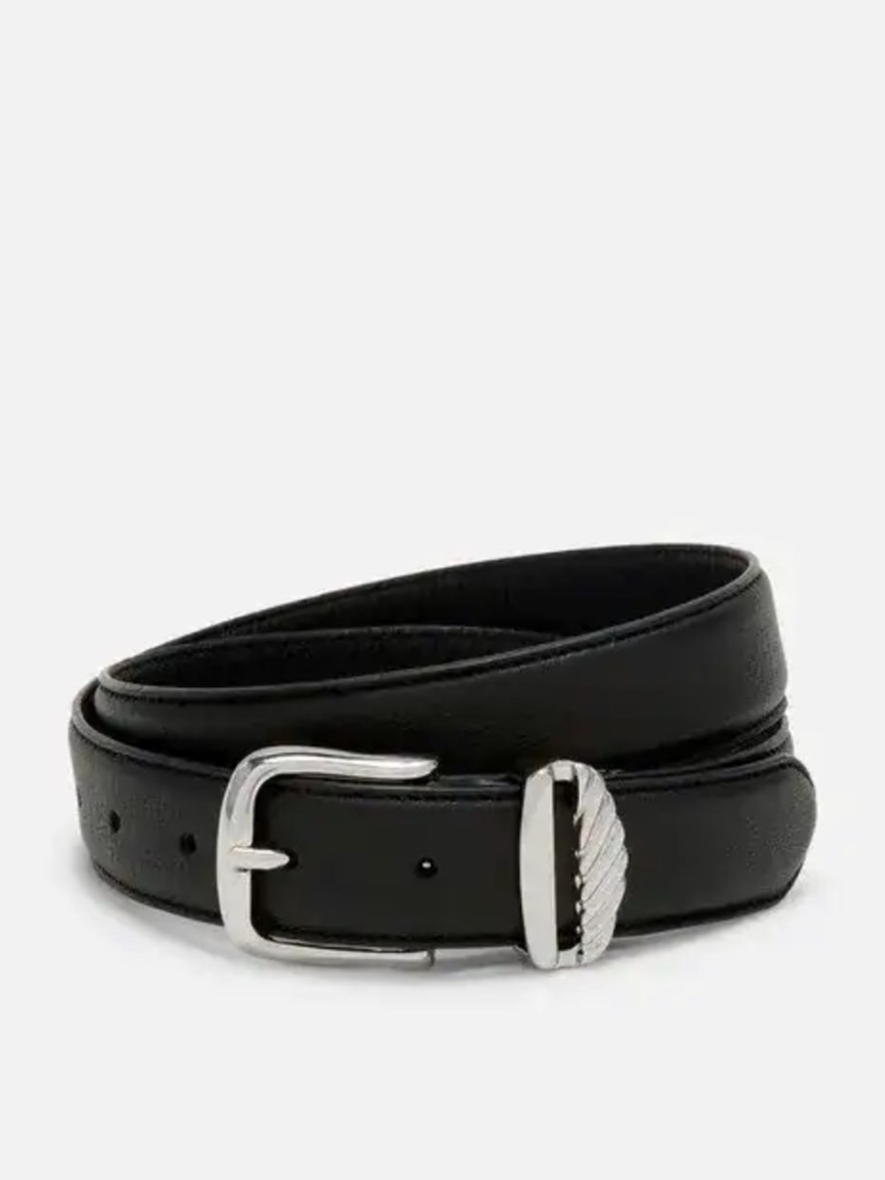 AUREUM ‘No. 3’ Leather Belt in Black/Silver